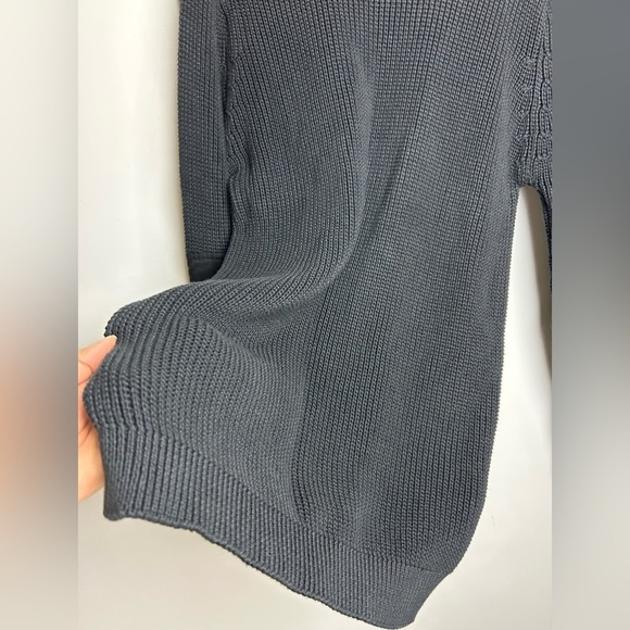 VTG Rothco Sweater Mechanic Men Black L Knit Elbow patch Longline Old Money Army - Picture 9 of 16